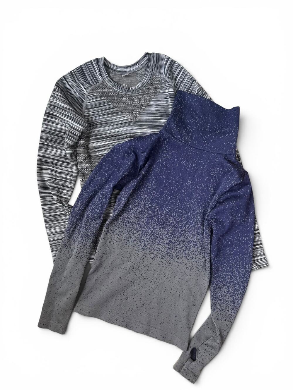 Zella Long Sleeve Base Layer Tops Bundle of Two Striped Ombre Women Size XS